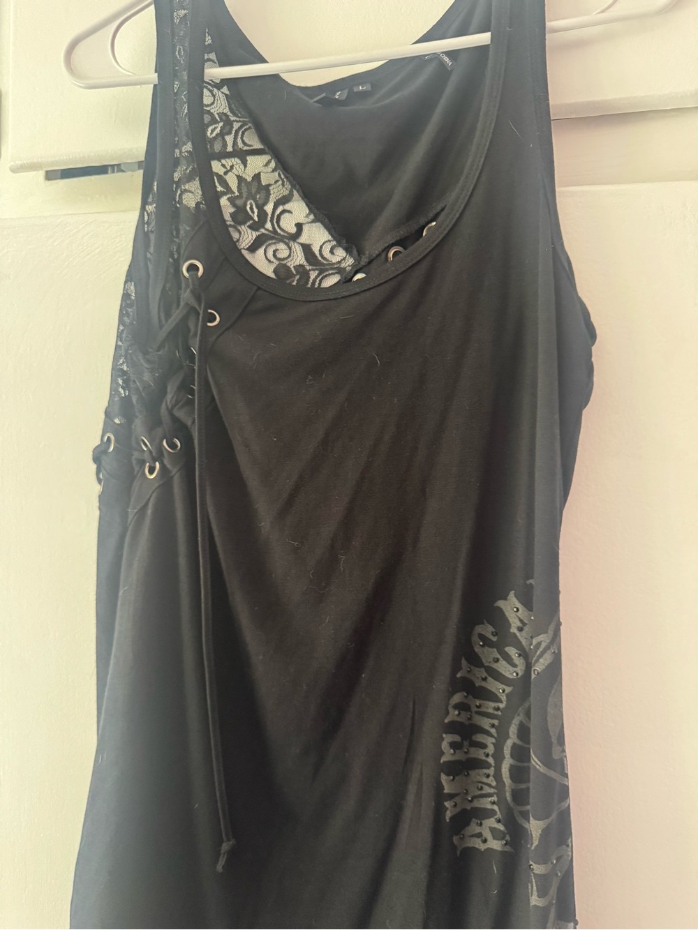 Affliction Black Lace-Detail Women's Mini Dress